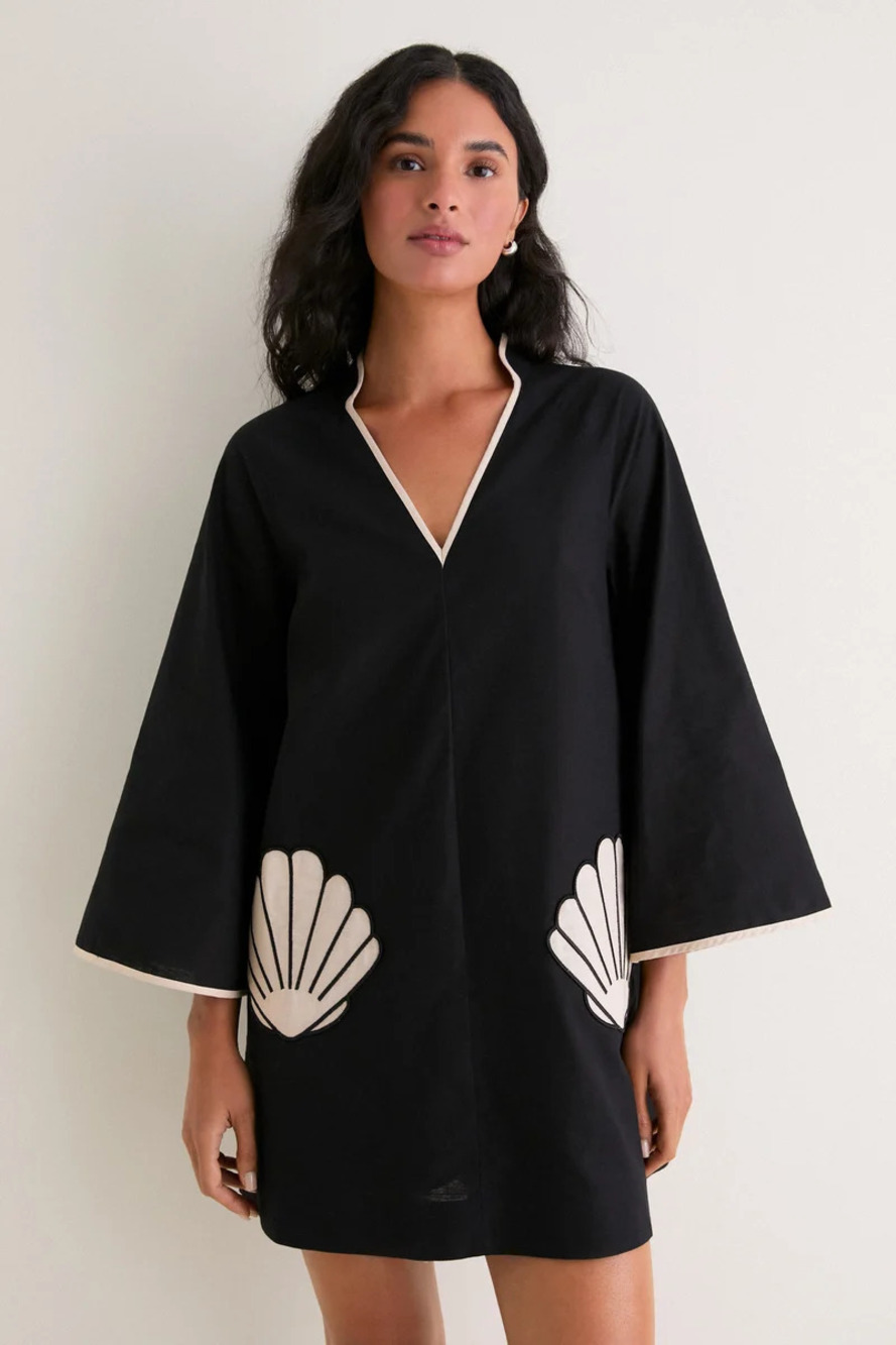 Hyacinth House Black & Tan Seashell Oceana Mini Dress